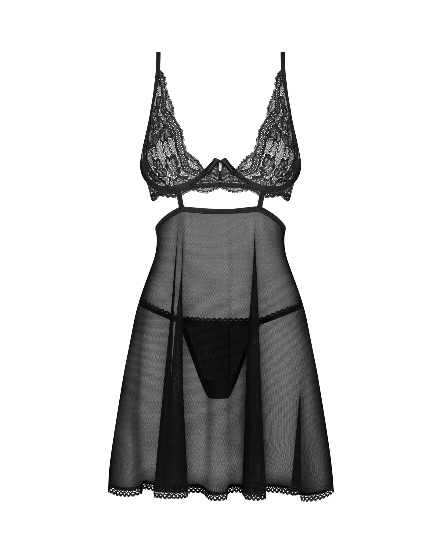 Sheer Lace Babydoll Skirt & String Panty Set Obsessive Nutris