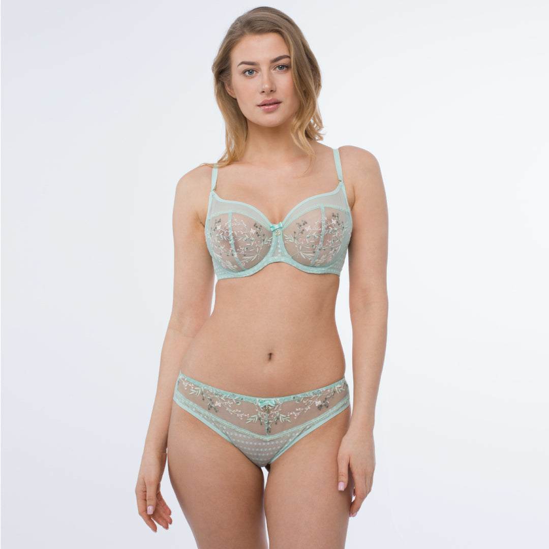 Sheer Mesh Tulle Embroidered Tanga Panty Juno